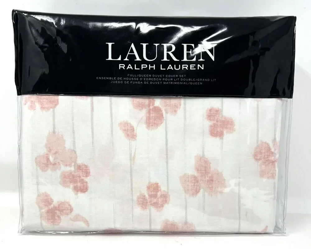 Lauren Ralph Lauren Anya BLUSH Pink Floral Queen Duvet Cover Set COVER AND SHAMS
